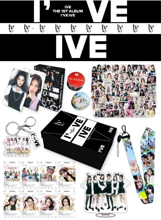 EHOME IVE New Album I’ve IVE Gift Box Set With Lomo Cards, Acrylic Stand, Hand Account Tape, Lanyard, Stickers, Photo Card  - Image 1