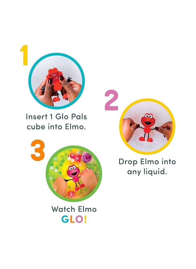 Glo Pals - Glo Pals x Sesame Street Elmo Water-Activated Bath Toy with 6 Reusable Light-Up Cubes for Sensory Play - Image 1