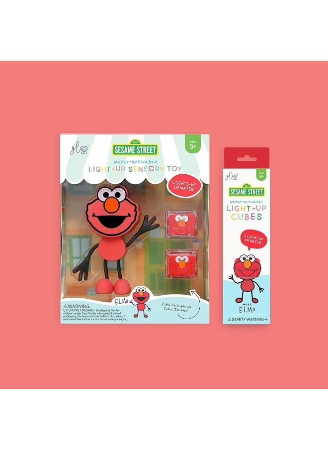 Glo Pals - Glo Pals x Sesame Street Elmo Water-Activated Bath Toy with 6 Reusable Light-Up Cubes for Sensory Play - Image 1