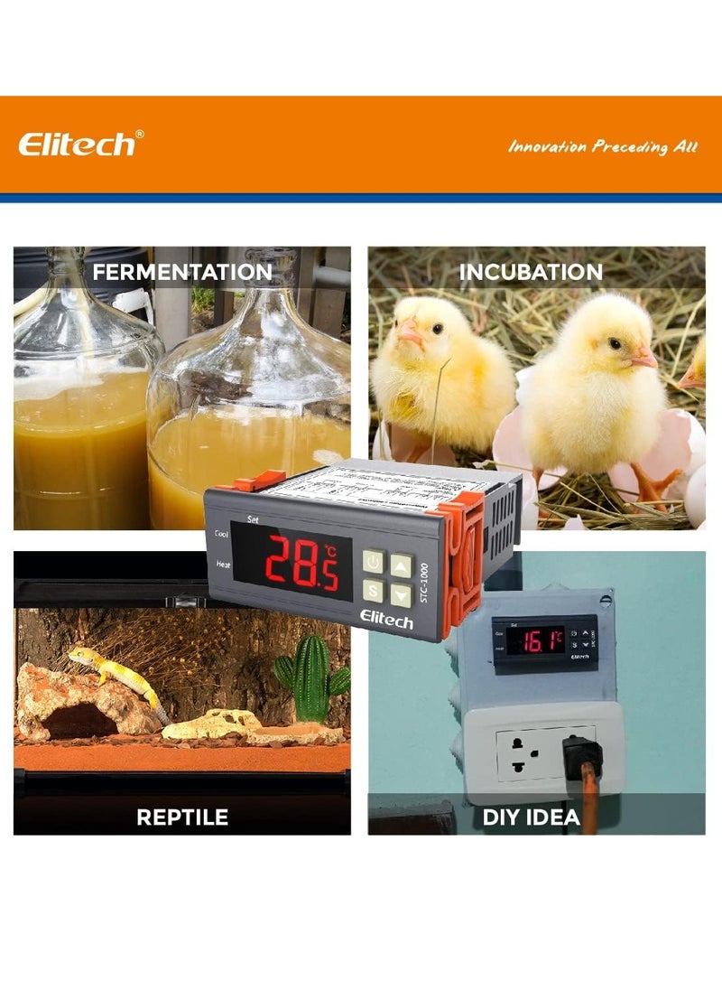 Elitech Elitech STC-1000 Temperature Controller Origin Digital 110V Centigrade Thermostat 2 Relays  - Image 5