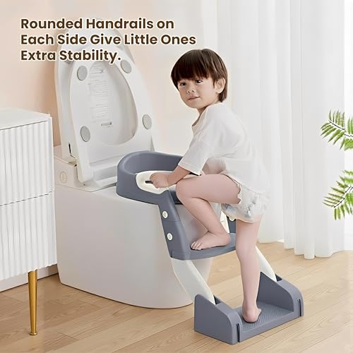 Infantso NORA (3-in-1) Baby Potty Ladder Seat for Kids 1-5 Years|Foldable with Height Adjustment & PU Cushion, Fits All Western Toilet Seat, Baby Potty Training Seat with Splash Guard, Handle, Ladder - Image 5