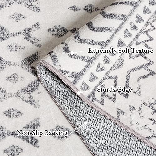Art&Tuft Runner Rug 2'6x8', Super Soft Ultra-Thin Moroccan Washable Rug for Hallway, Anti-Slip Backing Kitchen Rugs, Foldable Geometric Machine Washable EntrywayRug(2'6"x8', Ivory) - Image 3