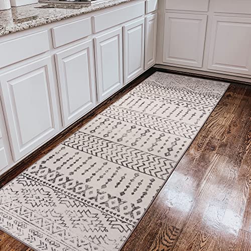 Art&Tuft Runner Rug 2'6x8', Super Soft Ultra-Thin Moroccan Washable Rug for Hallway, Anti-Slip Backing Kitchen Rugs, Foldable Geometric Machine Washable EntrywayRug(2'6"x8', Ivory) - Image 4