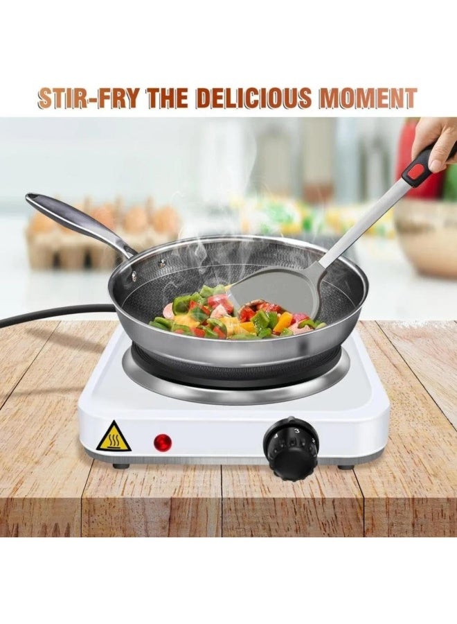 Tradeo 1000W Single Electric Hot Plate with Adjustable Thermostat Portable Cooking Burner White - Image 2
