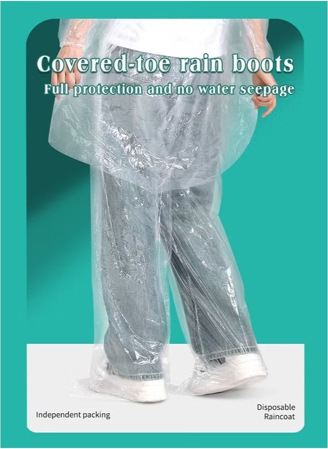 يا إلهي 5 قطع من البونشو المطر للبالغين البلاستيك القابل للتصرف ، معطف المطر ومجموعة بنطلون المطر ، معطف المطر البونشو المطر مع غطاءات السحب البونشو الطارئة القابلة للتصرف مثالية للتخييم السفر لمسافات طويلة - Image 3