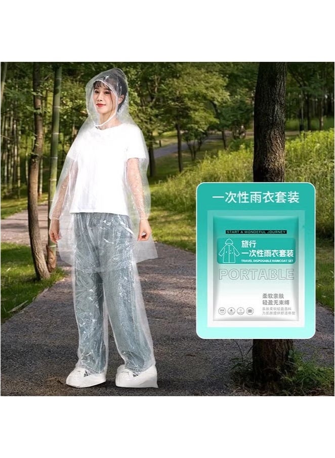 يا إلهي 5 قطع من البونشو المطر للبالغين البلاستيك القابل للتصرف ، معطف المطر ومجموعة بنطلون المطر ، معطف المطر البونشو المطر مع غطاءات السحب البونشو الطارئة القابلة للتصرف مثالية للتخييم السفر لمسافات طويلة - Image 4