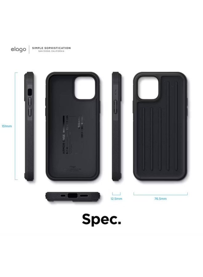 Elago iPhone 12 Pro Case 6.1inch TPU Armor Back Cover / Slim and light / Shock absorbing design / Wireless Charging / Full body protection - Black - Image 2