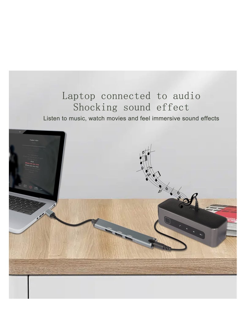 SYOSI USB Hub, 4-in-1 USB Docking Station with 3.5mm Audio Headphone + Microphone Jack Hub Adapter, USB 3.0 Multiport Allocator for Laptop Phone Headphone, Quality Aluminum alloy material - Image 5