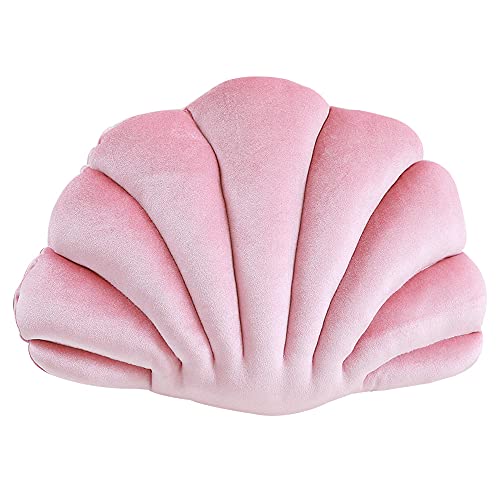 Patty Both Seashell Decorative Pillow Velvet Seashell Throw Pillow, Sea Shell Shaped Throw Pillow Decorative Pillows for Bed Couch Home Office Decor (Pink, Medium(17.2 * 13.2in 0.55kg)) - Image 1