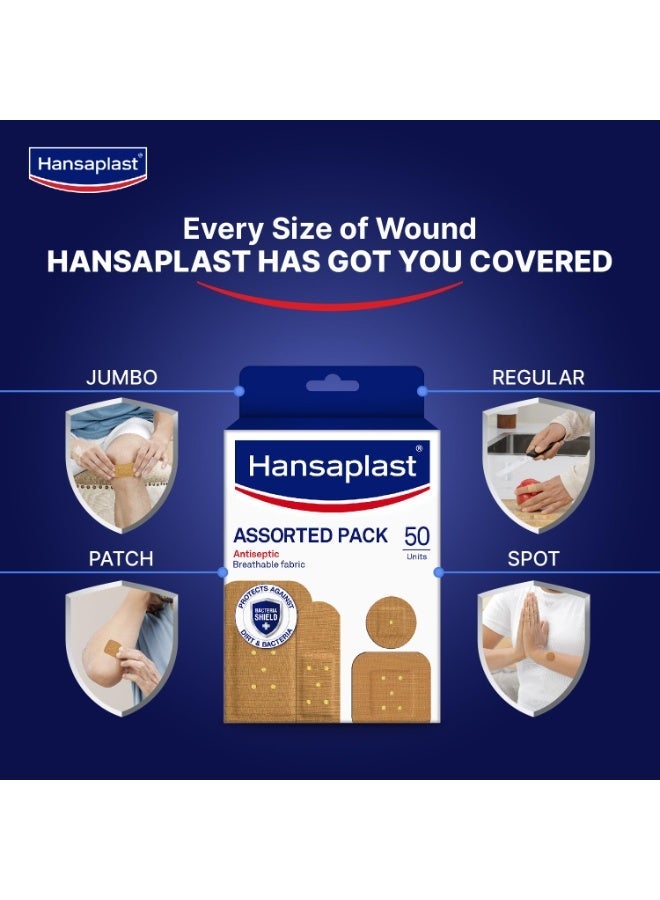 Hansaplast Antiseptic Elastic Bandage 50 Strips| Covered Wounds Heal Better | Blocks 99% of Bacteria | 3X Stretchable | Water Repellant | Adapts to Body Movement | For Wound Cuts , Scrapes and Finger Cuts | First Aid Essential - Image 2
