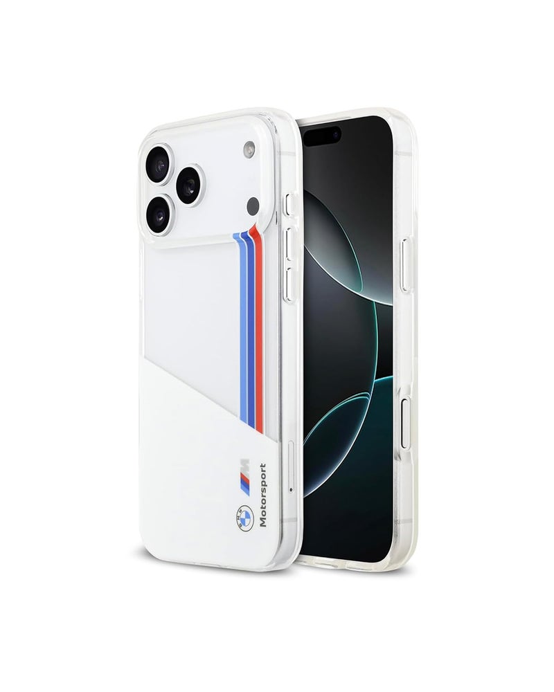 CG MOBILE BMW [Official Licensed] Protective Case Designed for iPhone 17 Pro Max |Motorsport Collection|IML Printed Case with Vertical Stripes - White - Image 1