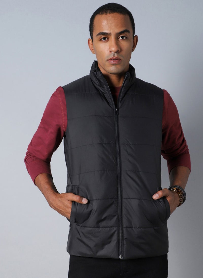 HIGH STAR Mock Collar Sleeveless Padded Jacket - Image 1