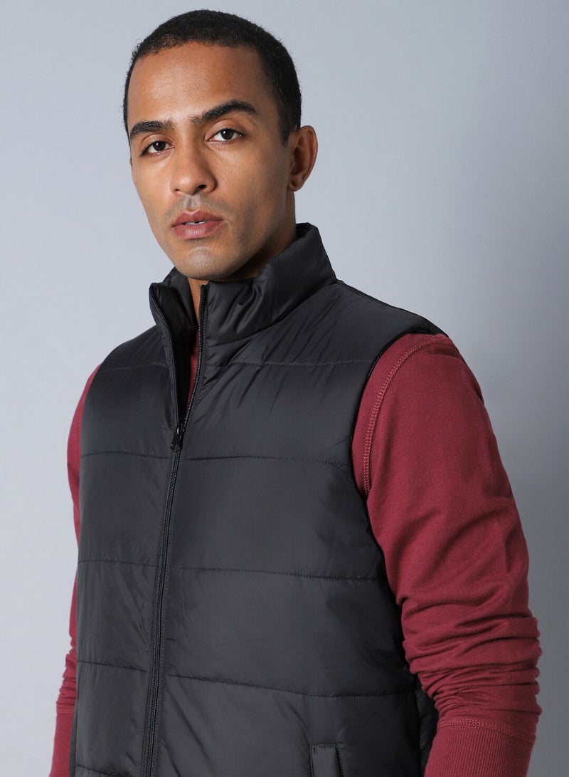 HIGH STAR Mock Collar Sleeveless Padded Jacket - Image 2
