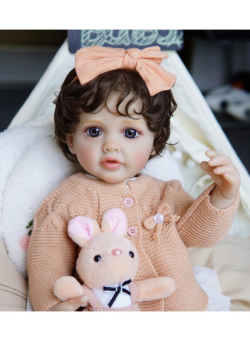 نانو كلاسيك دُمية بيبي مُعاد ولادتها بطول 22 بوصة من الفينيل السيليكون الناعم، دمية مولودة تُشبه الحقيقة، دمية بنت للعب - برتقالي 1 - Image 3