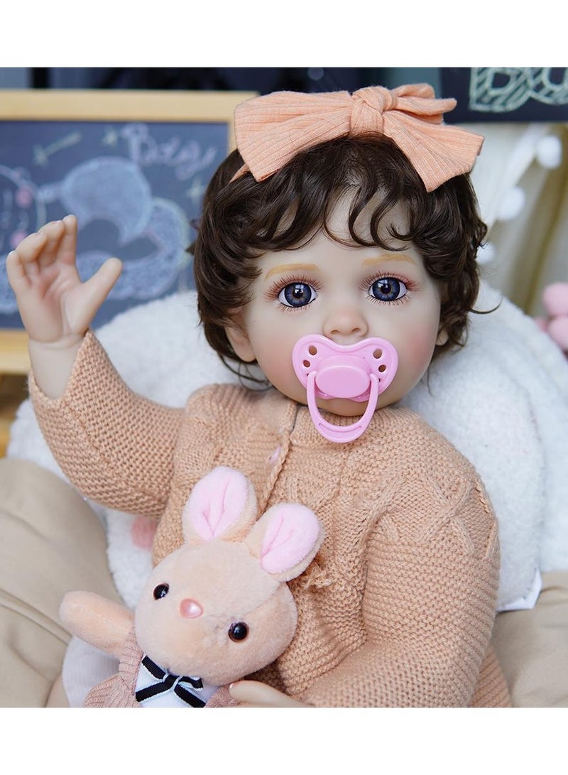 نانو كلاسيك دُمية بيبي مُعاد ولادتها بطول 22 بوصة من الفينيل السيليكون الناعم، دمية مولودة تُشبه الحقيقة، دمية بنت للعب - برتقالي 1 - Image 5