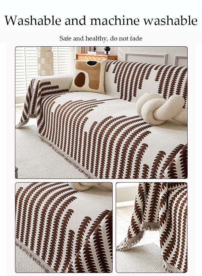 DUNISO غطاء أريكة تشينيير، غطاء حماية للأريكة من الجانبين، بطانية ناعمة قابلة للتنفس، مع خيوط، مقاوم للتكتل، مقاوم للاهتراء والخدوش، مناسب لجميع الفصول، مناسب لأرائك ذات المقعدين، 180 * 230 سم - Image 5