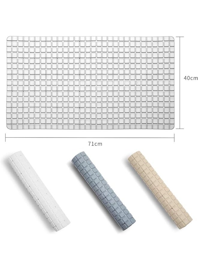 سجادة حمام غير قابلة للانزلاق من باثلوكس نازافات53، سجادة دش من مادة PVC، سجادة تدليك مضادة للبكتيريا مع كوب شفط فراغي للحمام، 35 × 78 سم (لون أبيض) - Image 3