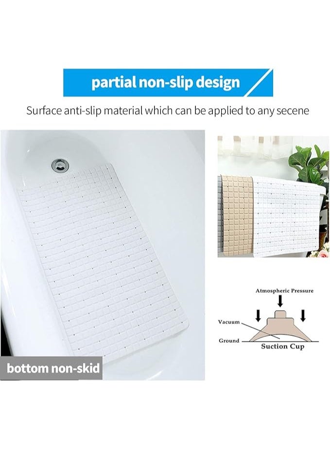 سجادة حمام غير قابلة للانزلاق من باثلوكس نازافات53، سجادة دش من مادة PVC، سجادة تدليك مضادة للبكتيريا مع كوب شفط فراغي للحمام، 35 × 78 سم (لون أبيض) - Image 4