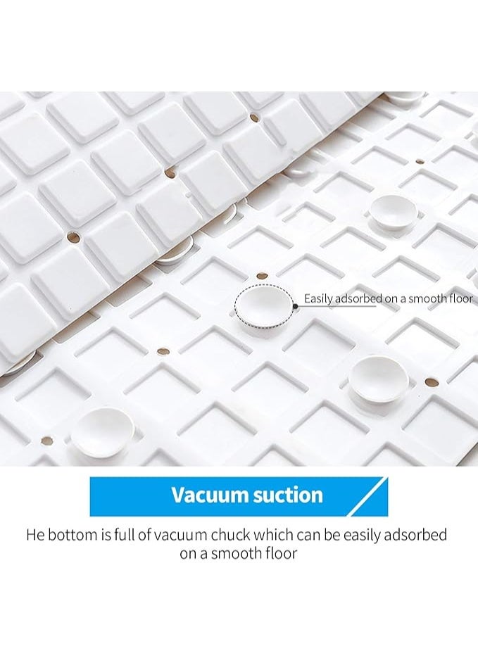 سجادة حمام غير قابلة للانزلاق من باثلوكس نازافات53، سجادة دش من مادة PVC، سجادة تدليك مضادة للبكتيريا مع كوب شفط فراغي للحمام، 35 × 78 سم (لون أبيض) - Image 5