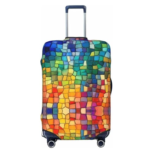 Worltoldb Colorful Glass Blocks Travel Luggage Cover Polyester Suitcase Protector Washable Baggage Covers Fits 1821 Inch - Image 1