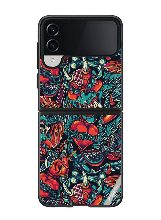 VR CREATIVE Protective Case Cover For Samsung Galaxy Z Flip4 Devil Design Multicolour - Image 1