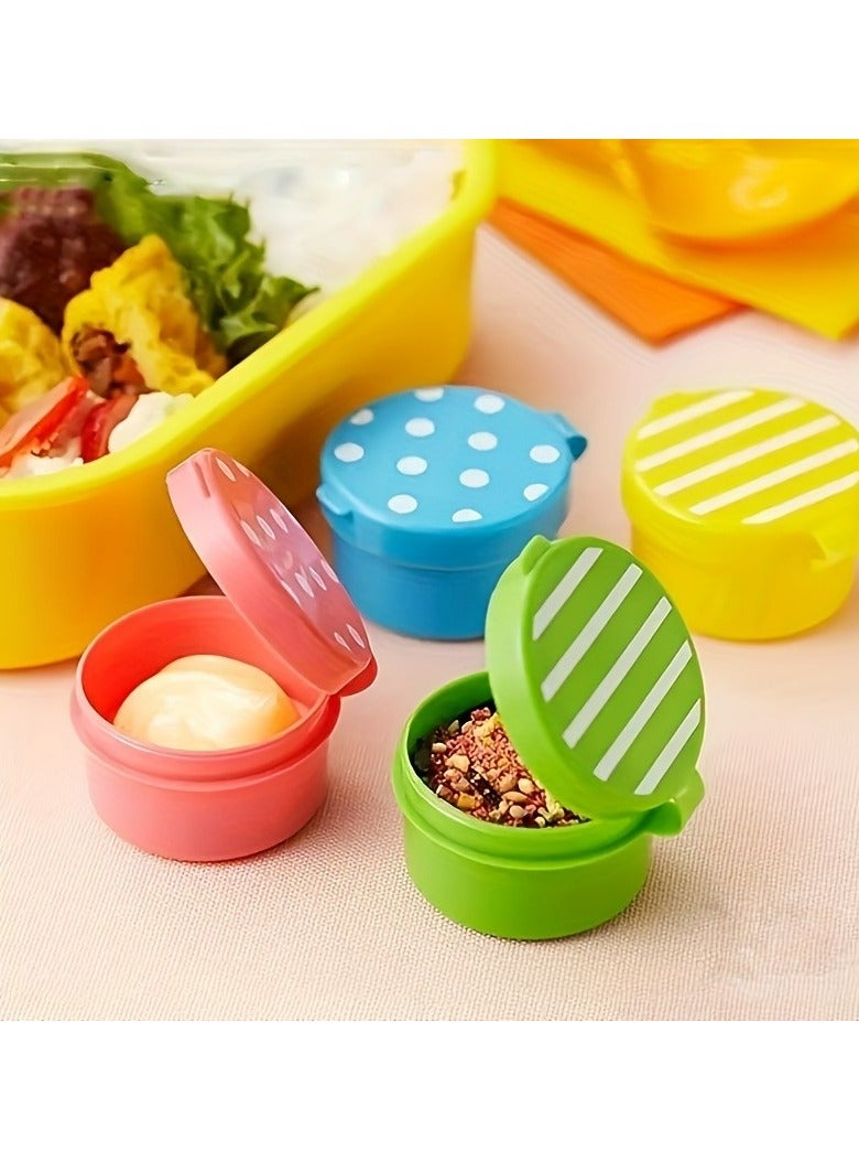 4 Pcs Plastic Pepper Shakers, Portable Mini Soy Sauce Condiment Storage Bottles with Round Dots for Picnic and Office - Image 1