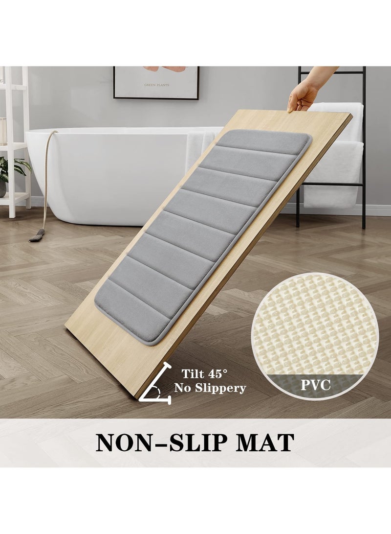 XiuWoo Bathroom Rugs Sets 3 Piece, Memory Foam Bathroom Mats Set Extra Thick, Non Slip Bath Mats for Bathroom, Water Absorbent, Washable Bath Rugs for Tub, Toilet and Floor-Grey - Image 5