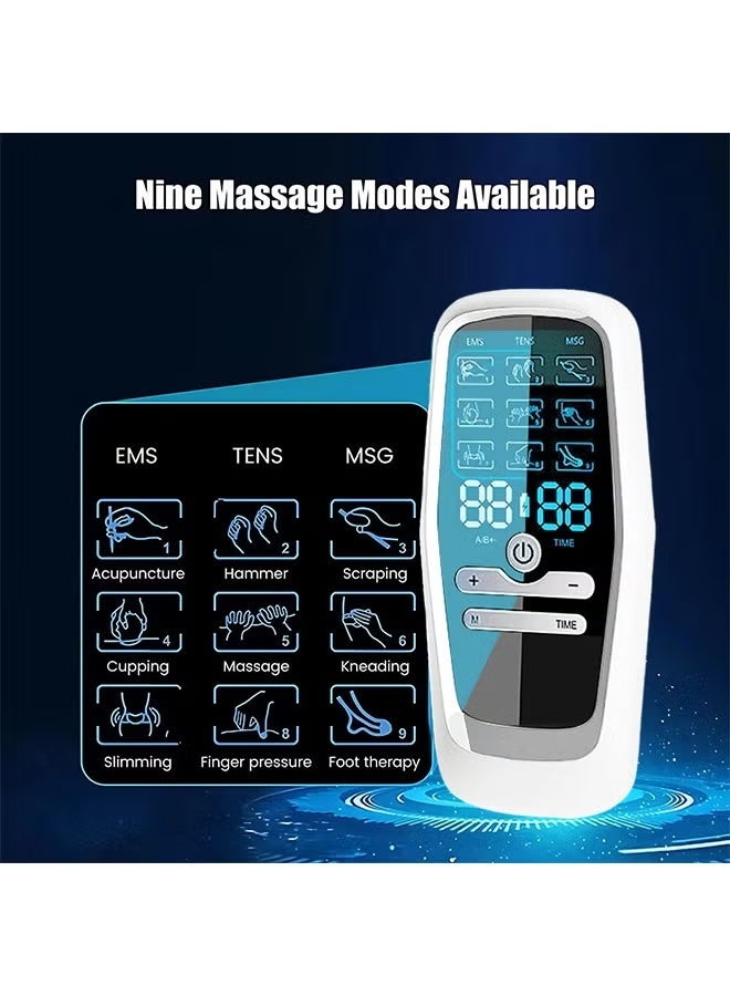 HaHaHai TENS & EMS Muscle Stimulator - Dual Channel Rechargeable Electric Pulse Massager with 9 Modes & 30 Intensities - Portable Physiotherapy Device for Back, Neck, Sciatica Pain Relief & Muscle Recovery - Image 5