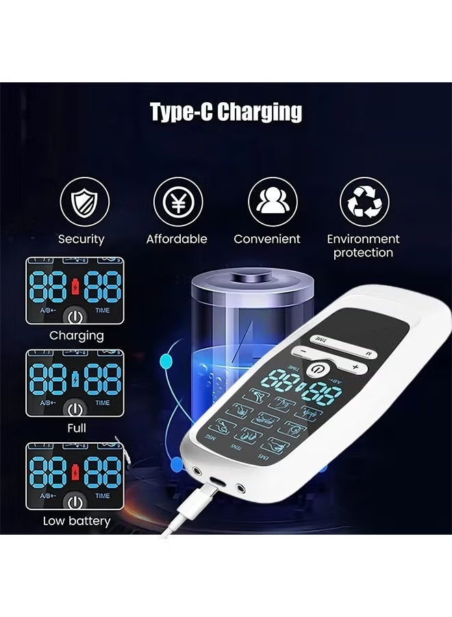 HaHaHai TENS & EMS Muscle Stimulator - Dual Channel Rechargeable Electric Pulse Massager with 9 Modes & 30 Intensities - Portable Physiotherapy Device for Back, Neck, Sciatica Pain Relief & Muscle Recovery - Image 2