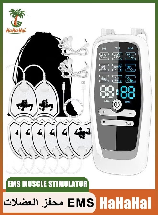 HaHaHai TENS & EMS Muscle Stimulator - Dual Channel Rechargeable Electric Pulse Massager with 9 Modes & 30 Intensities - Portable Physiotherapy Device for Back, Neck, Sciatica Pain Relief & Muscle Recovery - Image 1