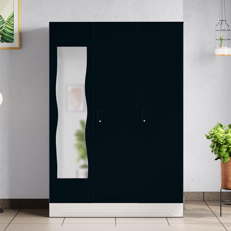 GODREJ INTERIO GODREJ INTERIO Almirah Slimline 3Door Steel Almirah Cupboard for Clothes Pacific Blue 1Year Warranty 7 Shelves 1 Locker Curvilinear Mirror  - Image 1