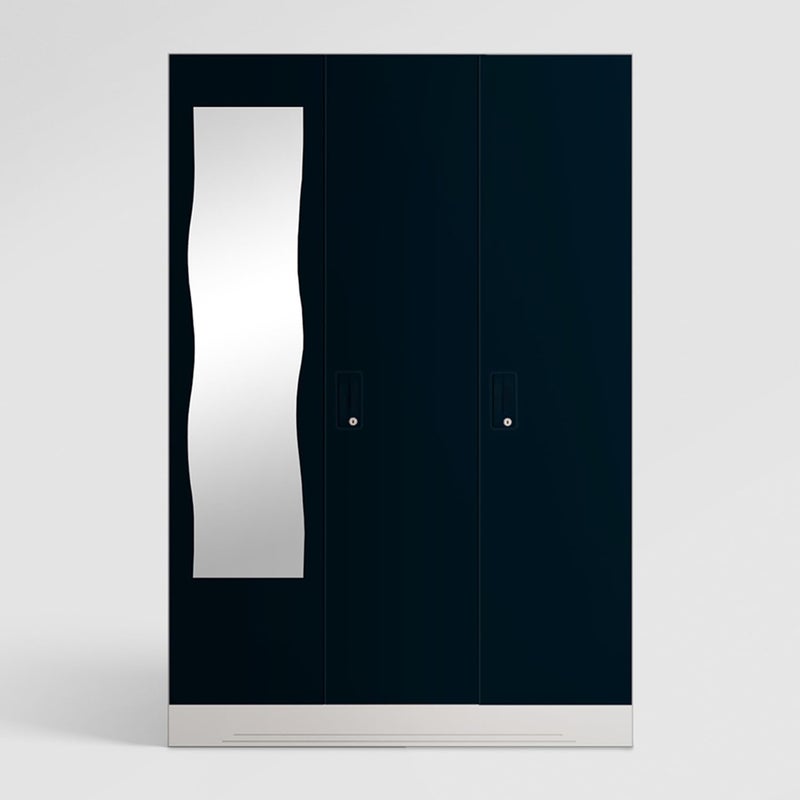 GODREJ INTERIO GODREJ INTERIO Almirah Slimline 3Door Steel Almirah Cupboard for Clothes Pacific Blue 1Year Warranty 7 Shelves 1 Locker Curvilinear Mirror  - Image 3