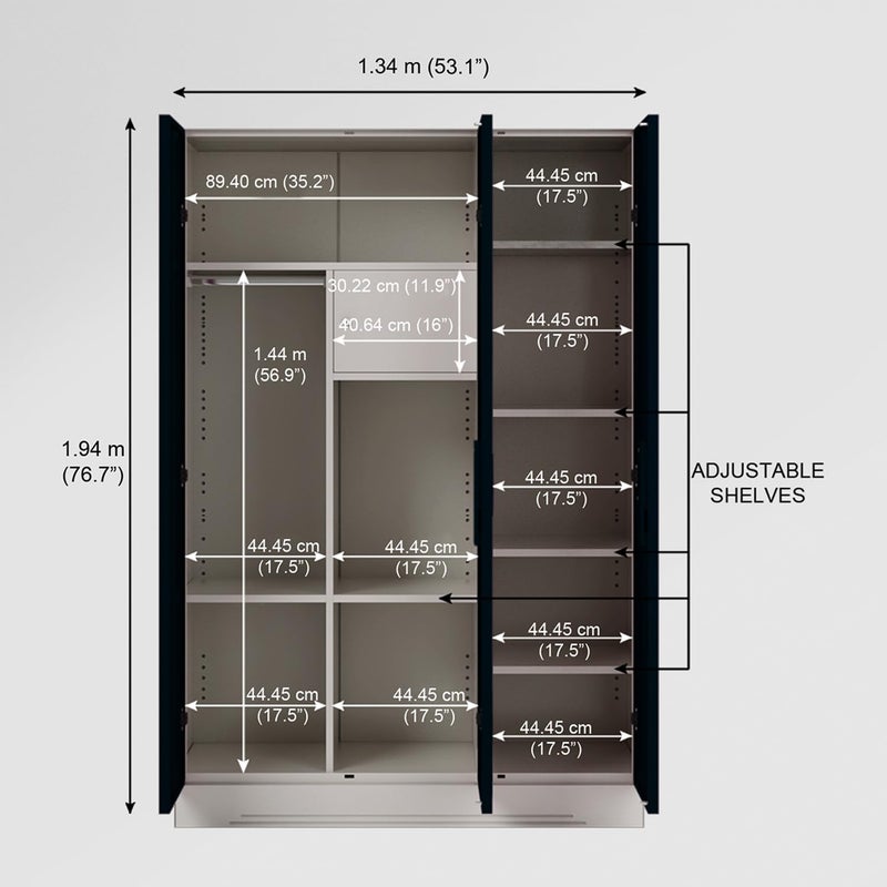 GODREJ INTERIO GODREJ INTERIO Almirah Slimline 3Door Steel Almirah Cupboard for Clothes Pacific Blue 1Year Warranty 7 Shelves 1 Locker Curvilinear Mirror  - Image 4