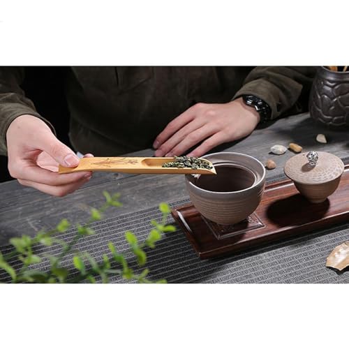 Hdtyyln Haidong 3Pcs Bamboo Tea Spoon, Scoop for Loose Tea, Chinese Kung Fu Tea Shovels Use for Tea, Coffee, Spices, Beans, Condiments, Sugar, Honey, Mustard, Milk Powder, Bath Salts (Carved Style) - Image 5