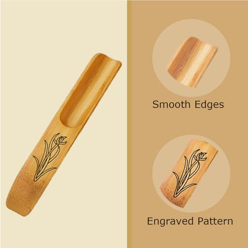 Hdtyyln Haidong 3Pcs Bamboo Tea Spoon, Scoop for Loose Tea, Chinese Kung Fu Tea Shovels Use for Tea, Coffee, Spices, Beans, Condiments, Sugar, Honey, Mustard, Milk Powder, Bath Salts (Carved Style) - Image 4