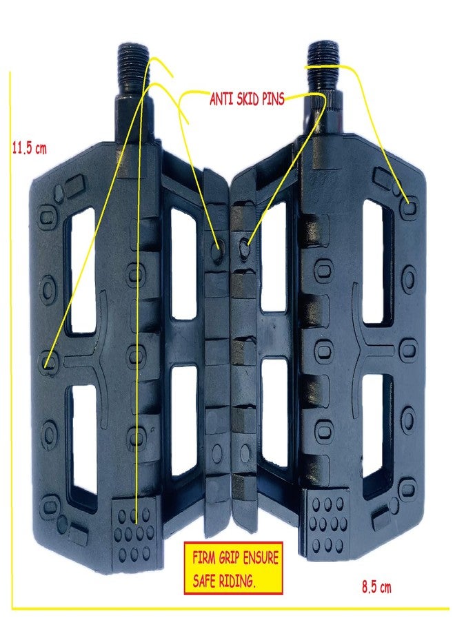 Wavva® ABS Plastic (PVC) Cycle Bicycle Pedal Set MTB Mountain Senior Ranger Bikes Free Size (Black) - Image 2