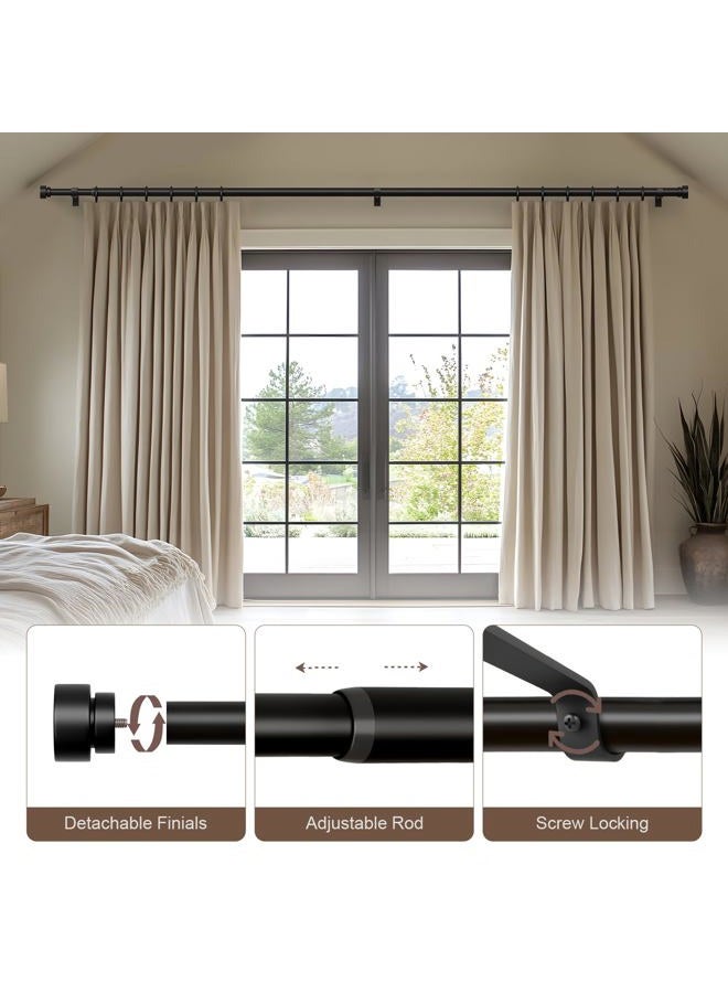 Lootkell 2 Pack Modern Black Curtain Rods Set for Windows 28 to 48 Inches Adjustable Length Heavy Duty 1" Diameter Window Curtain Rod with Decorative Finials for Outdoor Bedroom Kitchen Living Room - Image 4