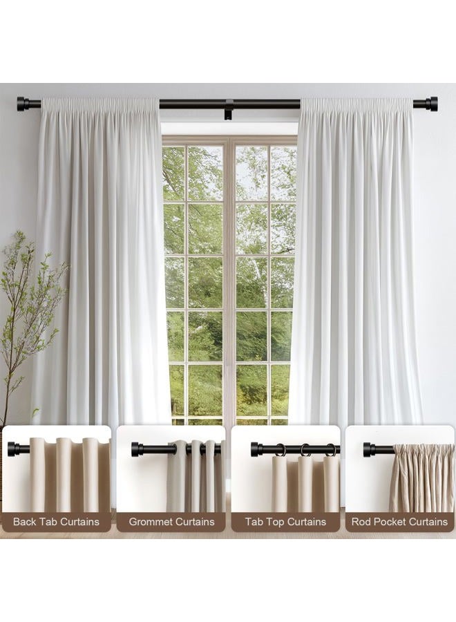 Lootkell 2 Pack Modern Black Curtain Rods Set for Windows 28 to 48 Inches Adjustable Length Heavy Duty 1" Diameter Window Curtain Rod with Decorative Finials for Outdoor Bedroom Kitchen Living Room - Image 3