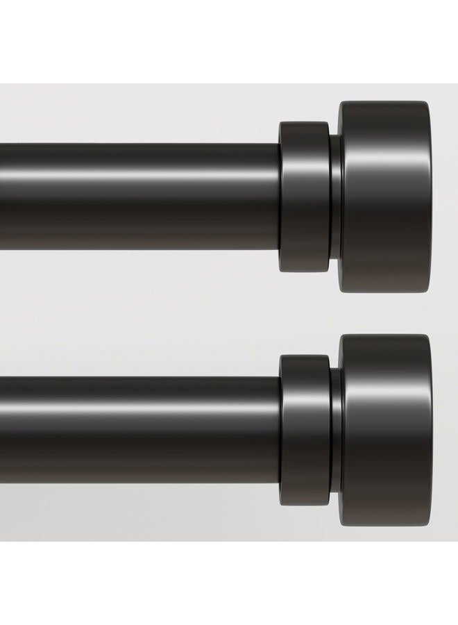 Lootkell 2 Pack Modern Black Curtain Rods Set for Windows 28 to 48 Inches Adjustable Length Heavy Duty 1" Diameter Window Curtain Rod with Decorative Finials for Outdoor Bedroom Kitchen Living Room - Image 1