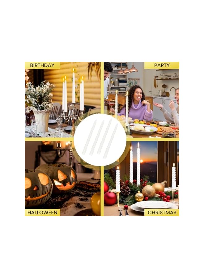 The Bros Taper 25CM Candles Set of 4 Dripless & Smokeless 6-Hour Long Lasting Classic Decorative Candle Sticks Spiral Taper Candle for Wedding,Dinner,Brithday,Parties,Home Decor (White) - Image 3