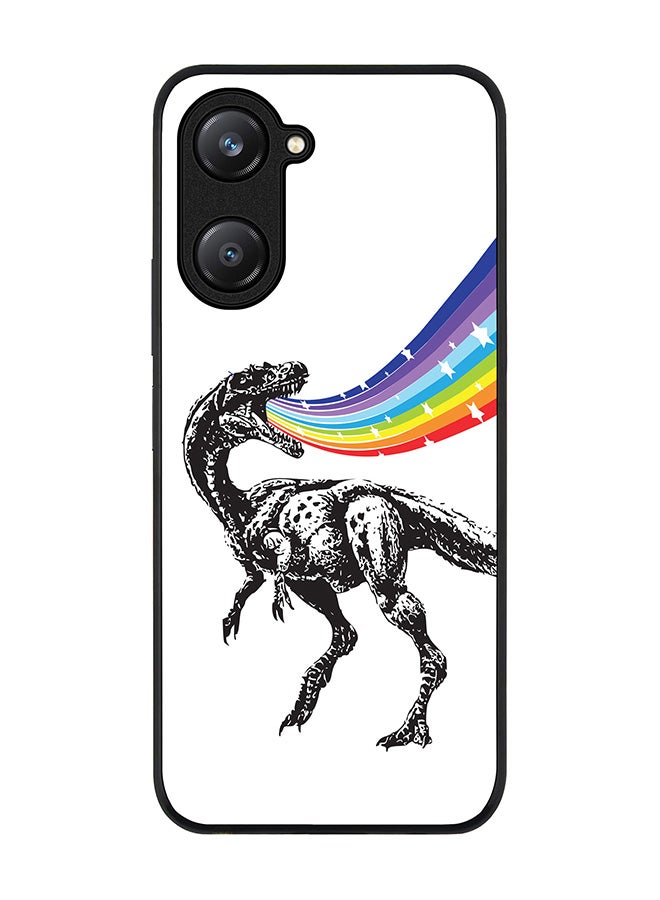 Stylizedd Rugged Black edge case for Vivo Y28s 5G / Vivo Y18 4G /Vivo Y03 4G, Slim fit Soft Case Flexible Anti Drop TPU Gel Thin Cover -  Rainbow Dino - Image 1