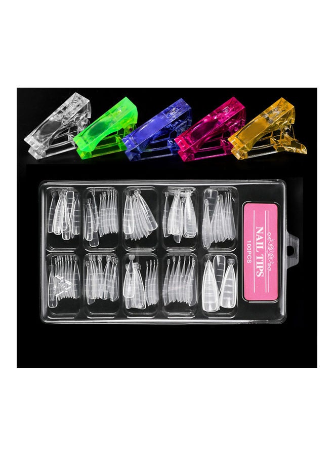 NIBEMINENT 100-Piece Nail Extension Manicure Set with Clips Multicolour - Image 1