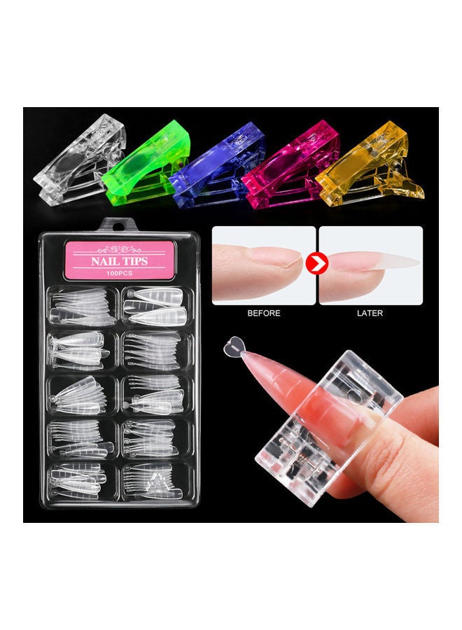 NIBEMINENT 100-Piece Nail Extension Manicure Set with Clips Multicolour - Image 2