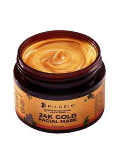 PILGRIM 24K Gold face mask for glowing skin  24K Gold face pack for glowing skin, skin hydrating, boosts collagen and restoring skin radiance  For All Skin Types  For Men And Women  50gm  - Image 1