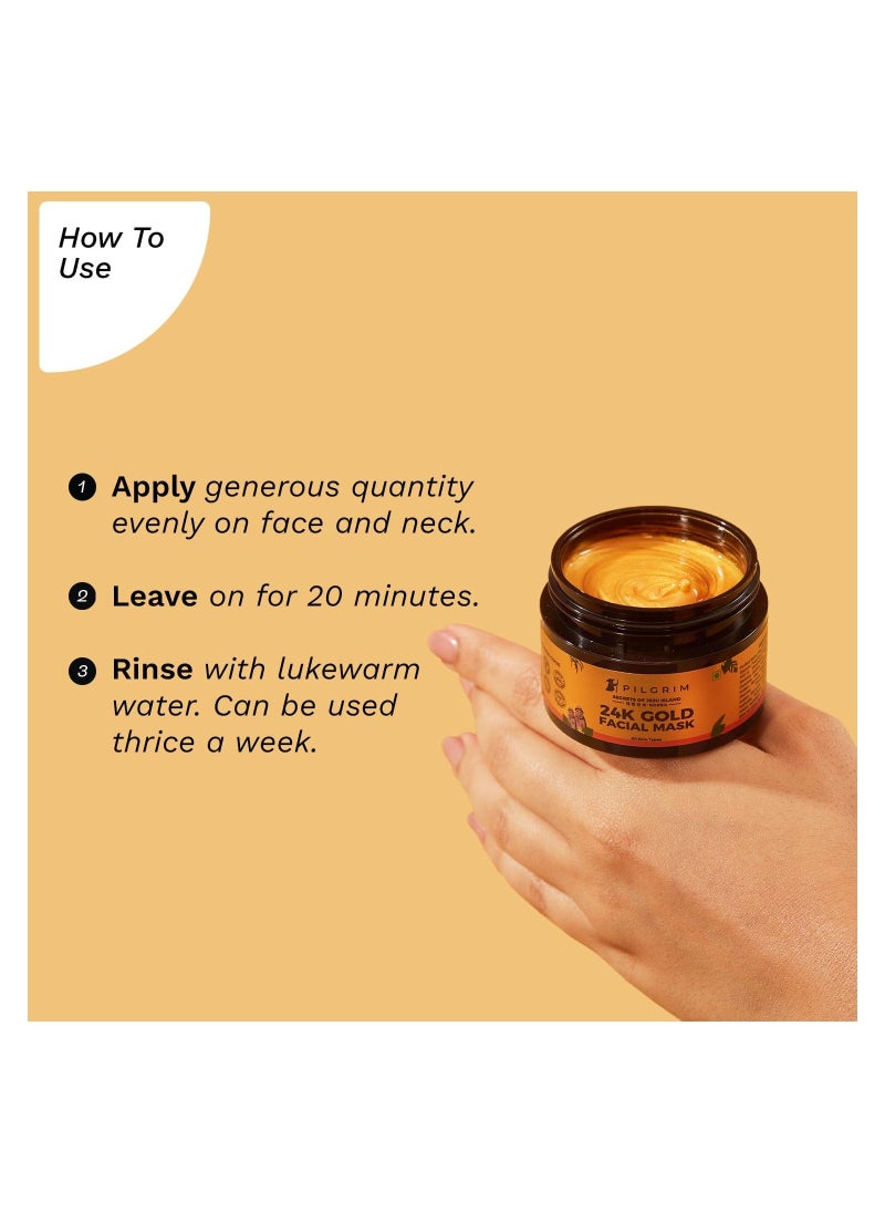 PILGRIM 24K Gold face mask for glowing skin  24K Gold face pack for glowing skin, skin hydrating, boosts collagen and restoring skin radiance  For All Skin Types  For Men And Women  50gm  - Image 2