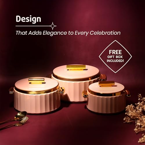 Selvel Camry Casserole Insulated Hot Pot with Stainless Steel Inner Single | Roti Casserole | Hot Box for Kitchen | Chapati, Roti, Biryani | Keeps Food Hot & Fresh (Peach, 3pc Set) - Image 2