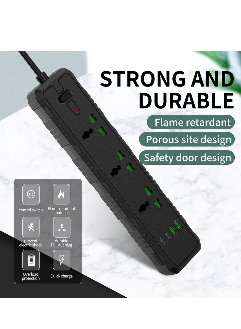 GULFLINK Power Extension Cord 2 Meter Cable With 3 Power Socket 2 USB 2 PD Power Strip White - Image 3