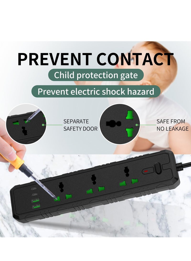 GULFLINK Power Extension Cord 2 Meter Cable With 3 Power Socket 2 USB 2 PD Power Strip White - Image 4