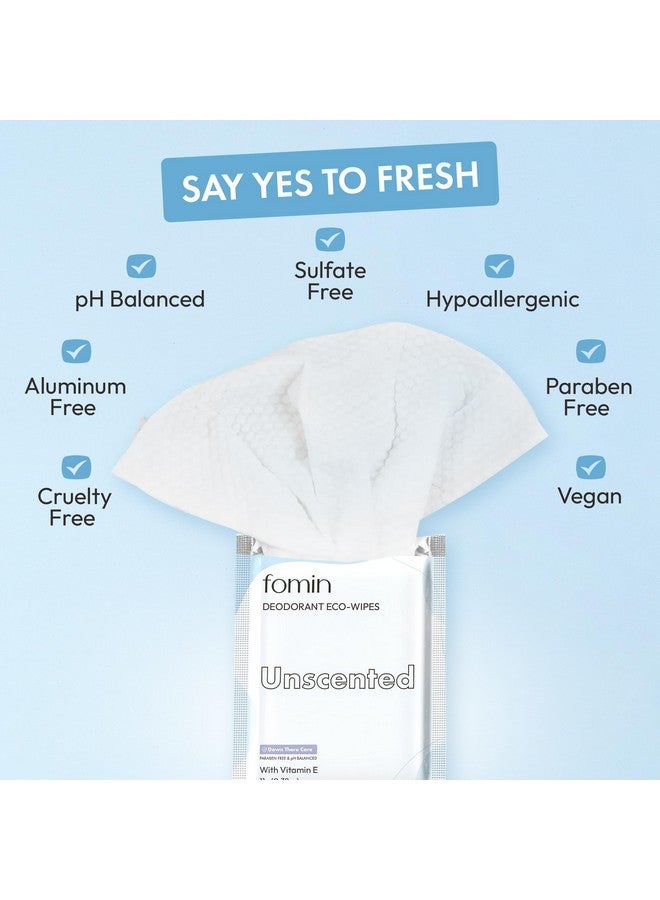 FOMIN FOMIN Travel Deodorant Wipes - 30 Count - Unscented - pH Balanced, Hypoallergenic Mini Deodorant Wipes For Women and Men - Plastic-Free, Individually Wrapped Underarm & Body Wipes - Image 3