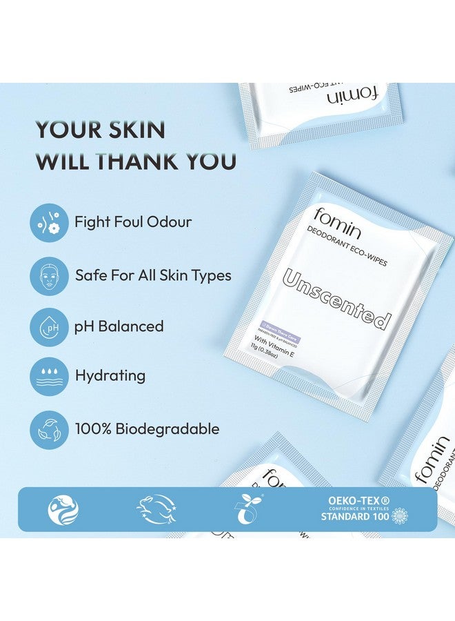FOMIN FOMIN Travel Deodorant Wipes - 30 Count - Unscented - pH Balanced, Hypoallergenic Mini Deodorant Wipes For Women and Men - Plastic-Free, Individually Wrapped Underarm & Body Wipes - Image 5